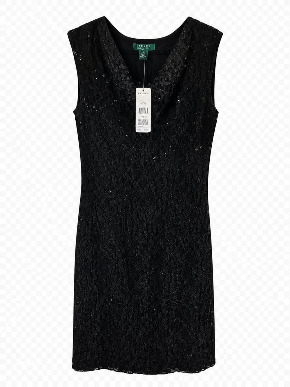 Ralph Lauren Black Lace V-Neck Sleeveless Midi Dress Size 10